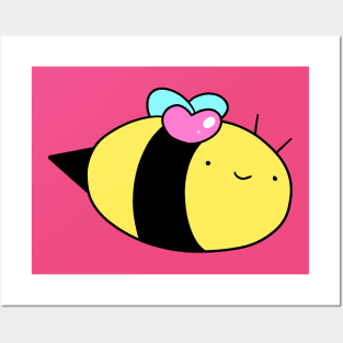 Pink Heart Bumblebee Posters and Art